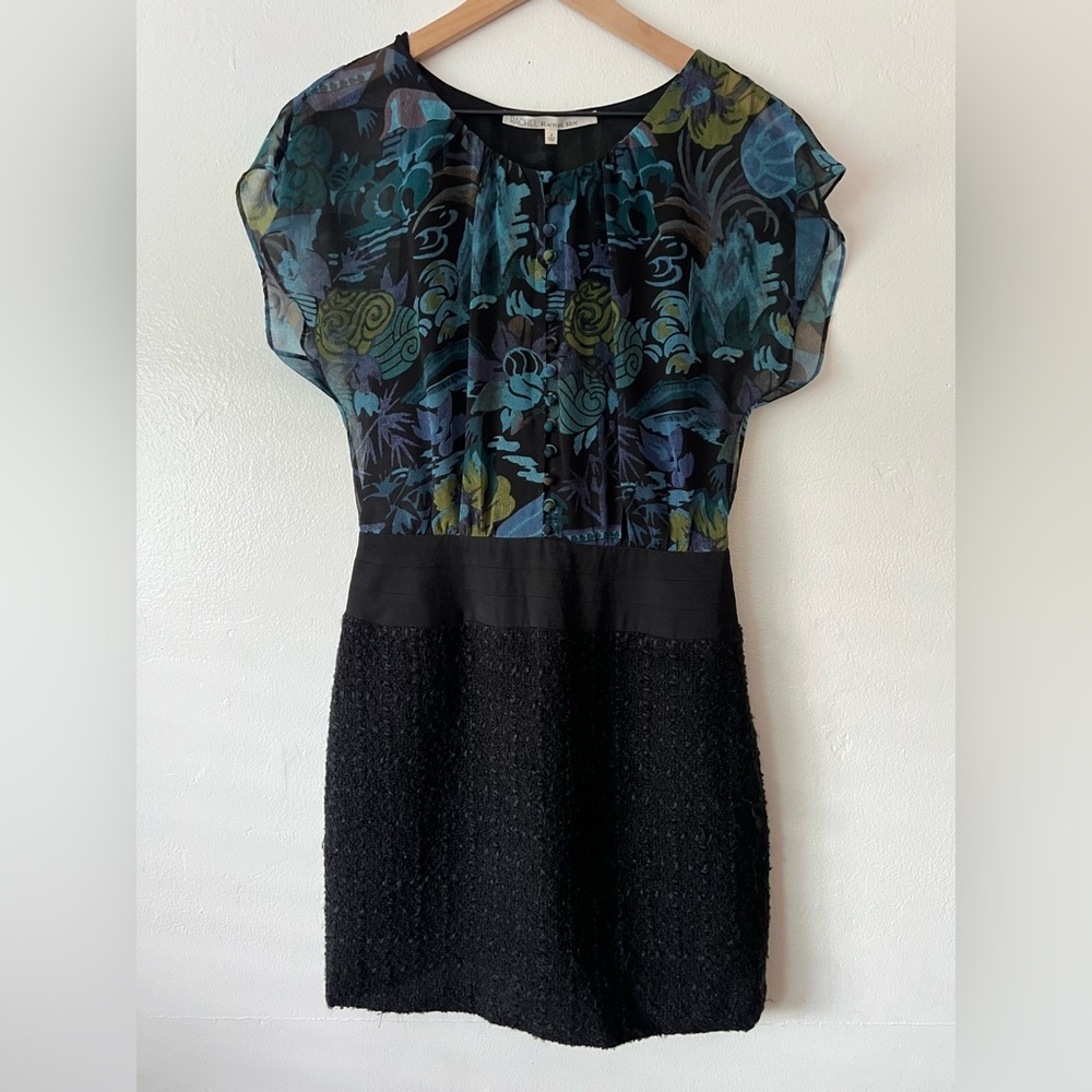 Rachel Rachel Roy Semi-sheer Floral & Black Tweed Dress